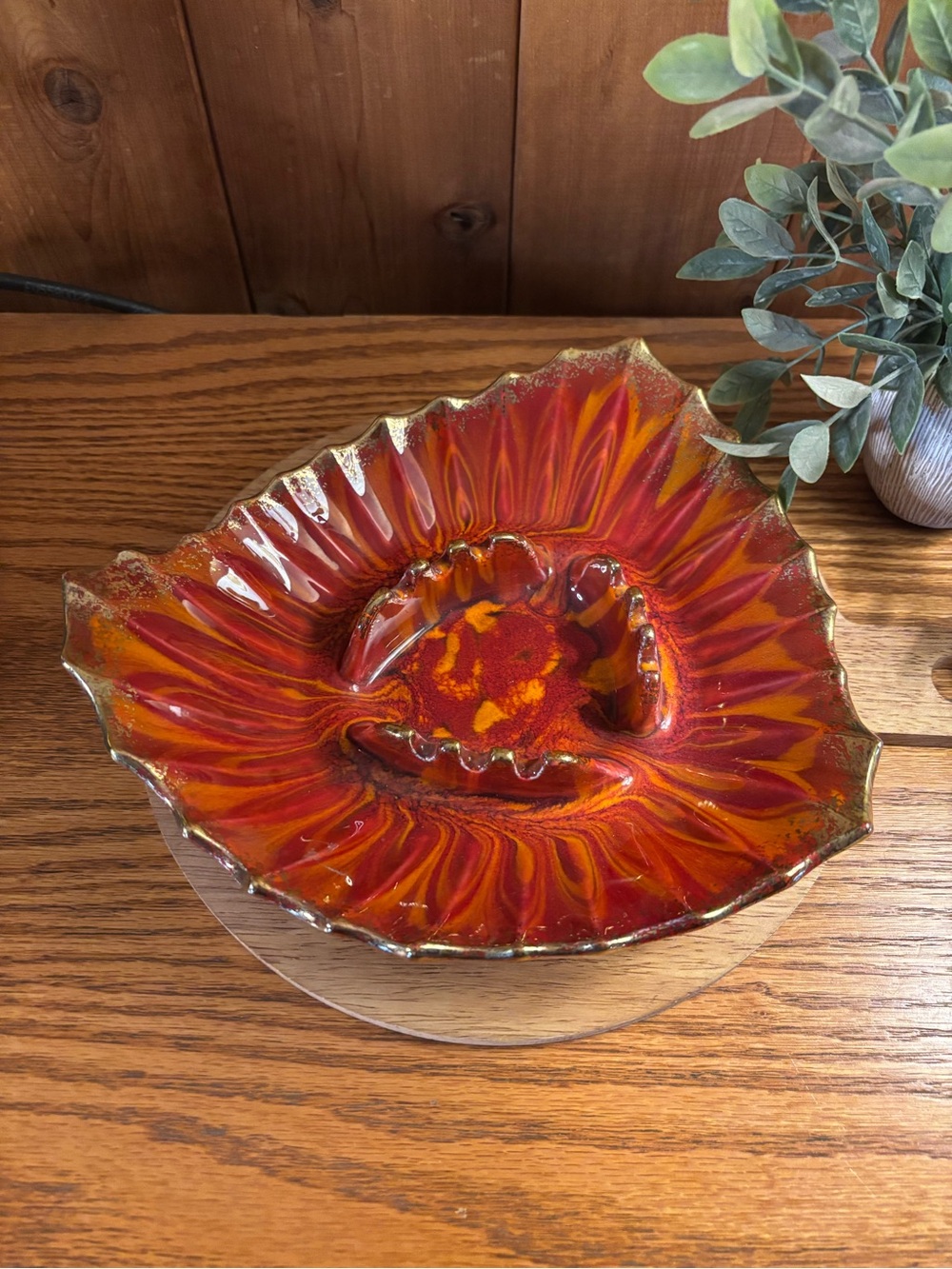 MCM Fire Red and Orange Ashtray